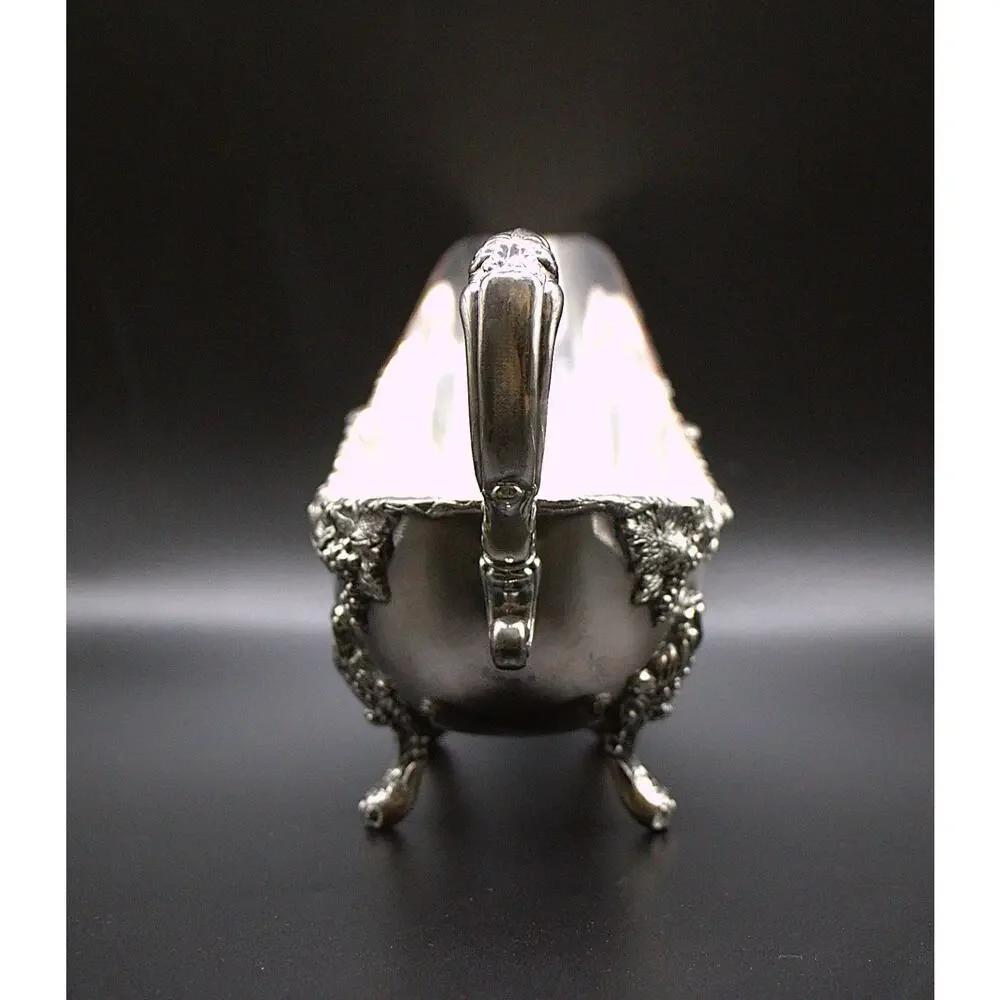 Sheffield England Victorian Silver Gravy Boat Heavy Ornate Footed Design